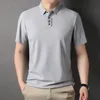 High-end is Silkelasticitet Tryck Polo Shirt Summer Luxury Quality Short Sleeved Business Casual T-Shirt Mens Clothing 240422