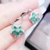 Hoop oorbellen Natural Real Green Emerald Luxring Luxe bloemstijl 0.25CT 10PCS Gemstone 925 Sterling Silver Fine Jewelry L24589