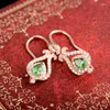 Bengelen oorbellen loverjewelry real 14kt geel goud groene tsavorite druppel oorbel gemaakt in natuurlijke edelsteen diamanten voor vrouwen