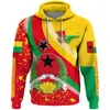 Sweat à capuche masculine Afrique du drapeau de la carte de la Guinée-bissau 3D Impression pour hommes vêtements patriotiques Tracksuit National Emblem Graphic Sweats Sweats Male Tops