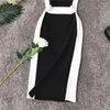 Yuoomuoo Donne vestito Elegante manicotto bianco e nero BodyCon Dress Contest Summer Fashion Lady Knitted Party Suntewress 240423 240423