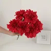 Fleurs décoratives 6 Head Dahlia Artificiel Fake Floral Wedding Bouquet Glorious Decal Home Decoration