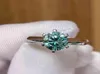 Bluegreen Color 12CT Real Moissanite Ring Adjustable Resizable Gemstones 925 Silver For Women Girlfriend Birthday Present8819151