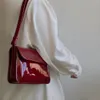 Piccola lacca rossa retrò piccola borsa quadrata a azzurro azzurro versatile spalla portatile Crossbody 240429