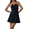 Casual jurken dames zomer mini avondjurk zwarte mouwloze off schouder boogbuis top
