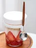 Controles de avena de botellas de almacenamiento con tapas para la cuchara del recipiente hermético reutilizable en la taza de desayuno de vidrio de las tazas Go para frascos de yogurt de cereales