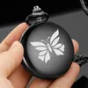 Pocket Watches Vintage Charm Butterfly Design Quartz Ketting Kijk Dames Romeinse nummer Kies Paar een unieke kindergeschenken Dropship