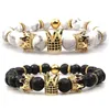 Imperial Crown Lava Stone Beads Bracelet Kingqueen Luxury Charm Couple Jewelry Gift For Women Men Hommes StronS perleds5079606