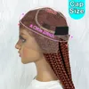 Ginger Cornrow tranças de renda completa perucas trançadas para mulheres negras renda sintética Front Wig Squage Notless Box Braids Wig 350 Cor 240429