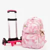 Sacs d'école Rouling Wheelled Sac à dos Sac pour enfants avec roues Étudiants pour filles Trolley Cute Schoolbag