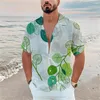 Men's Casual Shirts 2024 Summer Leaf Print Short Sleeve Shirt Beach Leisure Walking High Quality Comfortable Soft Fabric Designer Top