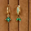 Brincos de balanço 3pcs requintados cúmetos de cristal de cristal de folha verde conjunto para mulheres geométricas de cartilagem piercing jóias de moda