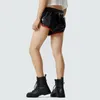 Heren shorts Zwart los, mat pu lederen patchwork mannelijke mode sexy casual elastische taille band korte broek zomer sportkleding