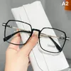 2023 Antiblue Big Metal Eyeglasses Frame Women Män Rensar linsglasögon Fake Oregelbundet Optical 240425