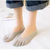 Women Socks 5 Par Five Finger Boat Spring Summer Thin Plain Weave Greenow Mouth Velvet Ice Silk Sweat Absorbent Toe