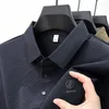 Herren Polos hochgradig Eisseide Polo-Hemd 2024 Summer Traaceless Short Sleeve Sticked T-Shirt Korean Business Casual Wear