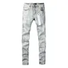 Frauenhose Purpur Roca Marke Jeans Mode hochwertige Straße Slim Krawatten-Dye-Waschen Persönlichkeit Reparatur niedriger Erhöhung Dünner Denim