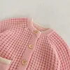 Jackets 2024 Autumn Spring Baby Girl Baby Slee Full manga Singleed Hollow-Out Top Coat: suéter de punto para niños infantiles Tamaño 0-3y