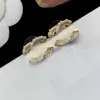 Boucles d'oreilles de pote de créateur Channel diamant femme mini plaque à double lettre C Crystal Rimestone Pearl Bringle Bijoux WholesaleSrb0