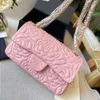 Louls Vutt Camellia dubbele klep gewatteerde designer tas echte lederen borduurwerk roze groene goud metalen ketting een schouder crossbody munt pu jeur