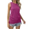 Camas T Women Tolete plissado redondo de pescoço com mangas de cor sólida de cor sólida Camisa casual Summer Loose T-shirt Ropa Mujer Juvenil 2024