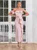 Casual Dresses Sexy Summer Celebrity Cocktail Evening Party Dress Women 2024 Off Shoulder Hem Design Bodycon Split Pink Long Vestidos