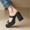 Sandals Leehmzay Taille 34-40 Real Leather Femmes Mules Plateforme High Heels Summer Summer Slippers Sexy Party