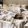 Ensemble de literie en soie en mûrier floral avec couvrette de couvre-lit de lit de luxe de luxe