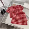 Casual Tshirt per bambini in abiti per ragazze set estivo coreano a maniche corte per bambini abiti da ragazza a quadri 240426