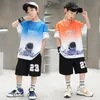 Boys Summer Quickdry Basketball Jersey Sports Clans à manches courtes 514 ans Fashion Kids 2pcs TshirtsShort Pantals Vêtements 240428
