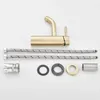 Bathroom Sink Faucets Brushed Gold Bathroom Faucet Modern Lavatory Vanity Sink Faucet Deck Mounted Mixer Toilet Basin Faucets Hot Cold Water Mixer