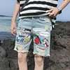 Supzoom Arrival Fashion Animation Cartoon Print Light Ulzzang Summer Zipper Fly Stoashed Jeans Shorts Men 220711wkf1