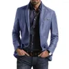 Men's Jackets Men Plaid Fashion Suit jas formele bedrijfsstijl slank fit lange mouw knop sluiting middele lengte rechtstreeks vestkantoor