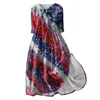 Sukienki swobodne damskie moda niepodległość Dzień Niezwykle drukowana kołnierz Flip Flip Clar Up 3/4 Rękaw Suknia Elegancka dla kobiet lato