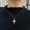 Łańcuchy błyszczące mikropawane wisior z cyrkonią dla kobiet dla kobiet różowy fioletowy łańcuch gołębi biżuterii imprezowy biżuteria