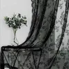 Fenster Drape attraktive staubdichte langlebige blumge gemusterte schwarze Spitze schiere Vorhang Home Supplies 240429