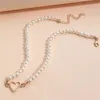 Imitation Pearl Trendy Love Heart Choker Necklace Female Personality Party Fashion ClaVicle Collier Colar Perlas Collar Gift 240429