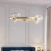 Designer Gold Anello a sospensione Lights Room Foyer Filo di sospensione Respensione Regolabile G9 Bulbo Bianco Glass Drop Shipping