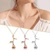 Ketens goud zilveren roze bloem hanger ketting valentijnsdag cadeau teen hartketen