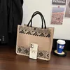 Totes Femelle Casual Bag Sac Lady Geométric Modèle en lin Tissu haut de gamme