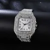 Нарученные часы 2PCS SET Luxury Diamond Mens Es Business Staine Steel Quartz Forun