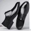 Lässige Schuhe Schwarze Leder Männer formelles Büro Oxfords Schnürung eleganter Hochzeitsgeschäftskleid handgefertigt