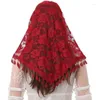 Écharbes 1pc Four Seasons Jacquard Rose Lace Triangle Scarf Polyester Châles pour les femmes Prayer musulman Bande de mariage