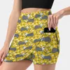 SKIRTS Badgers Salia feminina Sport Skort Com Moda de bolso, estilo coreano 4xl Badger amarelo e cinza