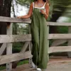 Plus size oversized dames massief mouwloze katoenen linnen zakken playsuit dames vrouwelijke casual rompers jumpsuits kleding 240429