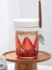 Förvaringsflaskor havrebehållare med lock sked lufttätt container återanvändbar på gång kopplar glas frukost kopp för spannmål yoghurt burkar