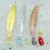 Retro Metal Feather Bookmark Gold Silver Antique Copper Leaf Forme Page Page Bureau de la papeterie de bureau