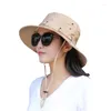 Wide Brim Hats Fishing Hat Sun UV Protection Bucket Summer Men Women Large Hiking Outdoor With Chain Strap