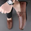 Casual Shoes Handmade Men Shoe Comfortable Walking Boat For Mens Genuine Leather Loafers Man Black Flats