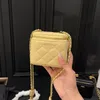 Women Mini Bag Bag Purse Square Makeup Emblem Luxury Underarm Crossbody Evening Clutch Leather Matelasse Chain Bag Hardware Coin Gold D Kwmr